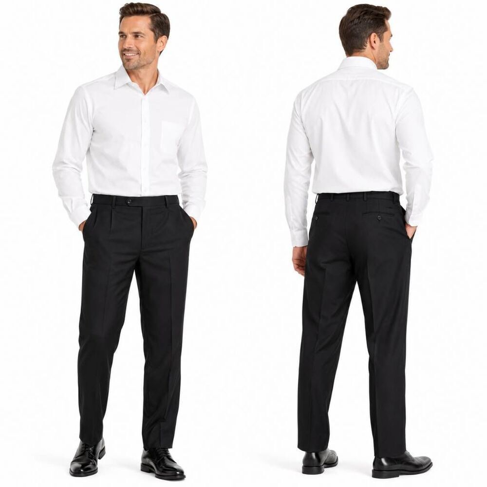 Black Dress Pants Expandable Waist Mens 40x32